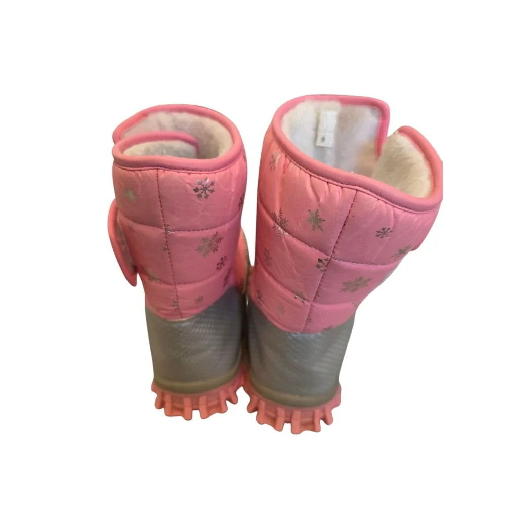 COGA Girls Pink Snowflake Puffer Winter Snow Boots Warm Cozy Toddler‎ Kid Suze 4